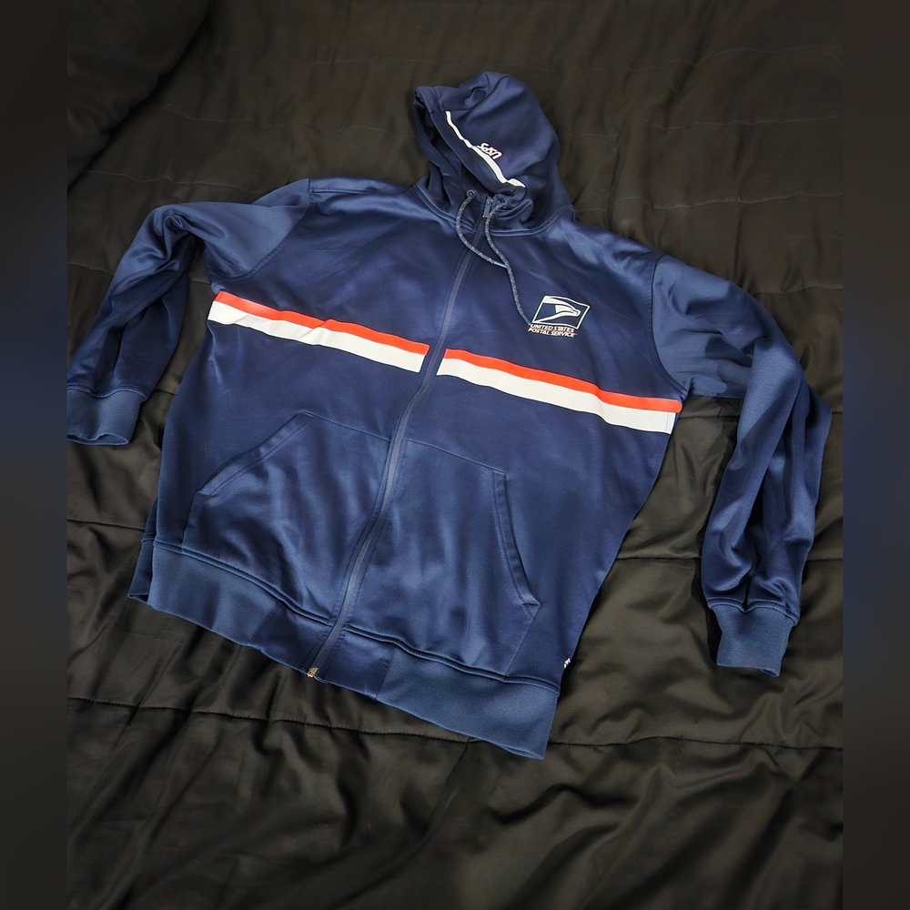 Postal style tech zip hoodie